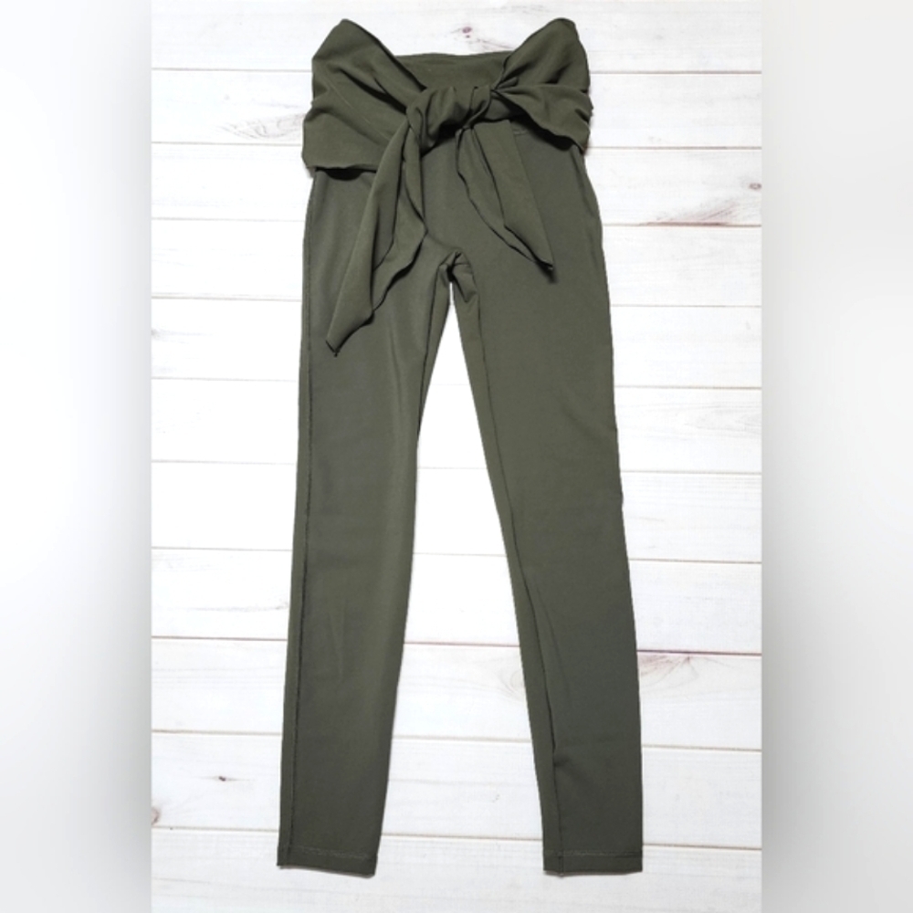 Z-Move Olive Green Full Length Tie Waist Leggings XXS - New Without Tags